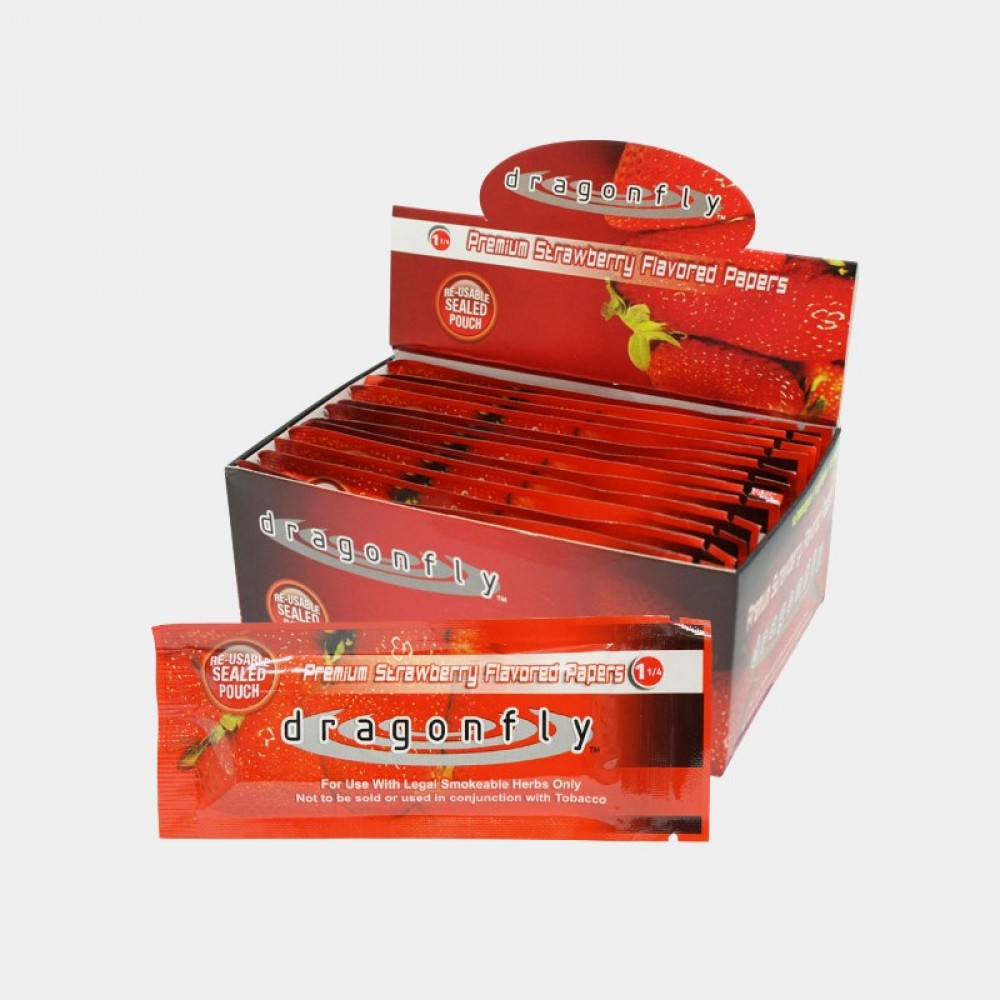 Dragonfly Strawberry Flavoured Rolling Papers - 1 1/4 Size
