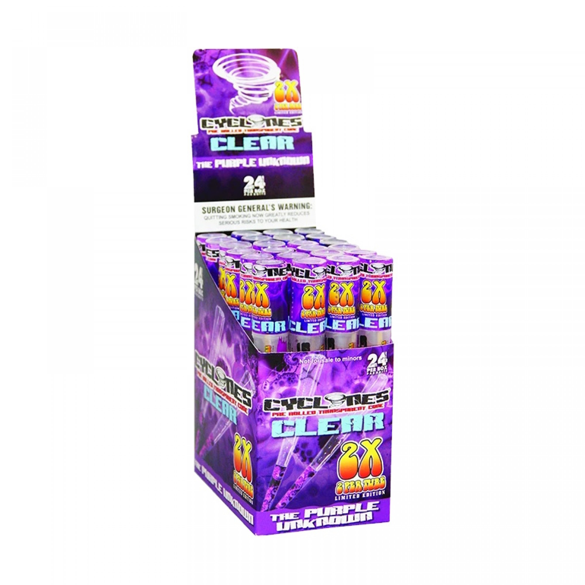 2x Cyclone Pre-Rolled Transparent Cone - Purple Unknown