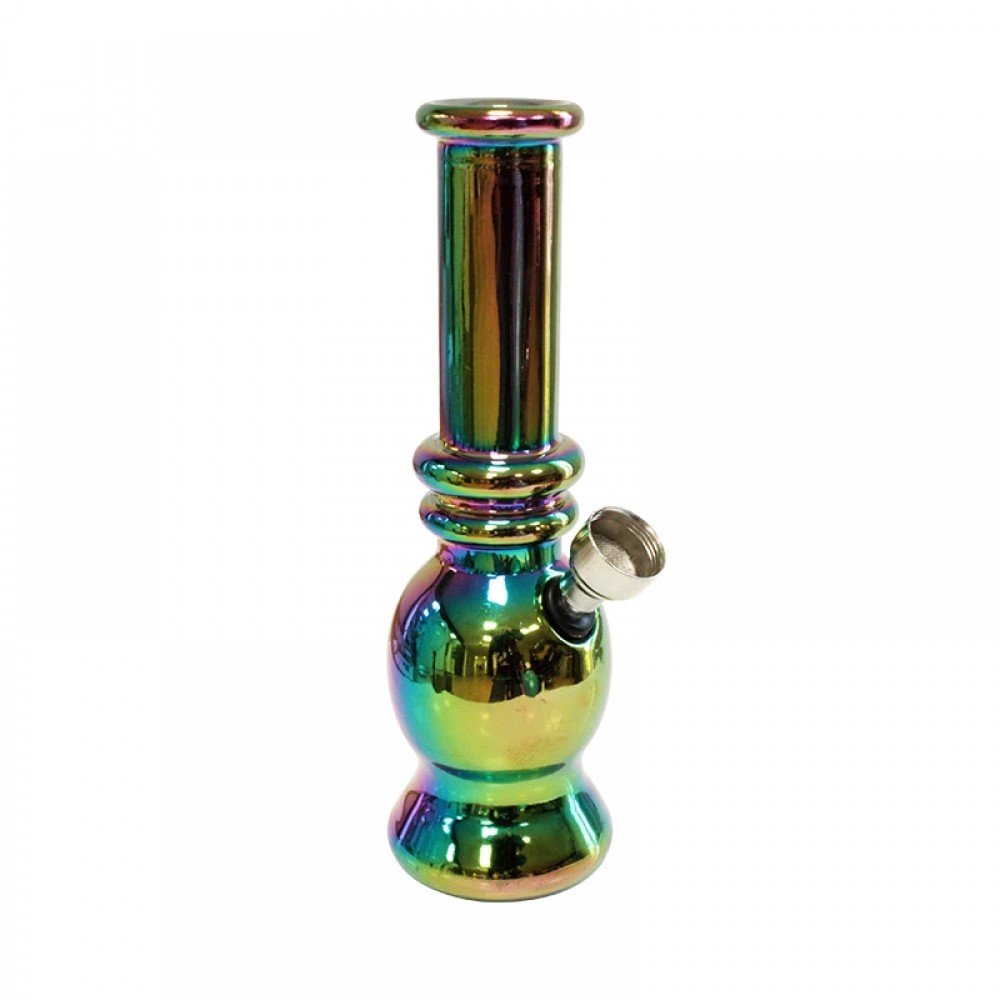 Glass Bubble Metallic Rainbow Bong – 15.5cm
