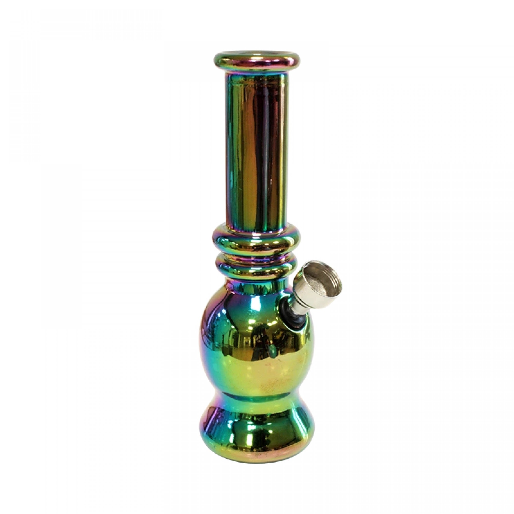 Glass Bubble Metallic Rainbow Bong – 15.5cm