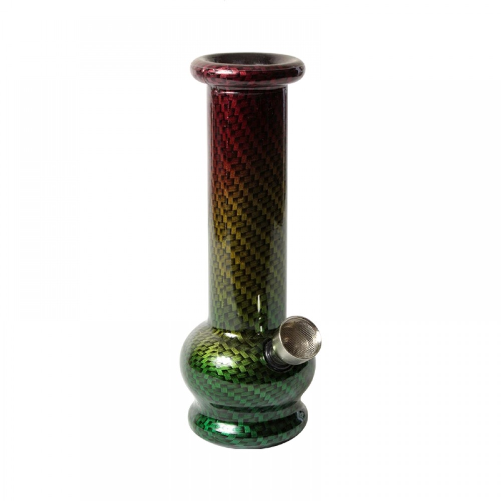 Carbon Fibre Rasta Print Glass Bong – 15cm