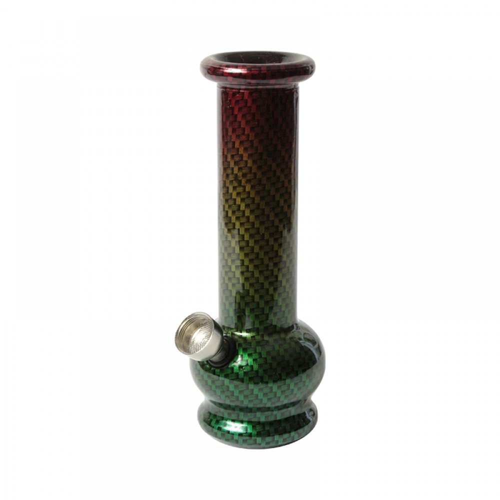 Carbon Fibre Rasta Print Glass Bong – 15cm