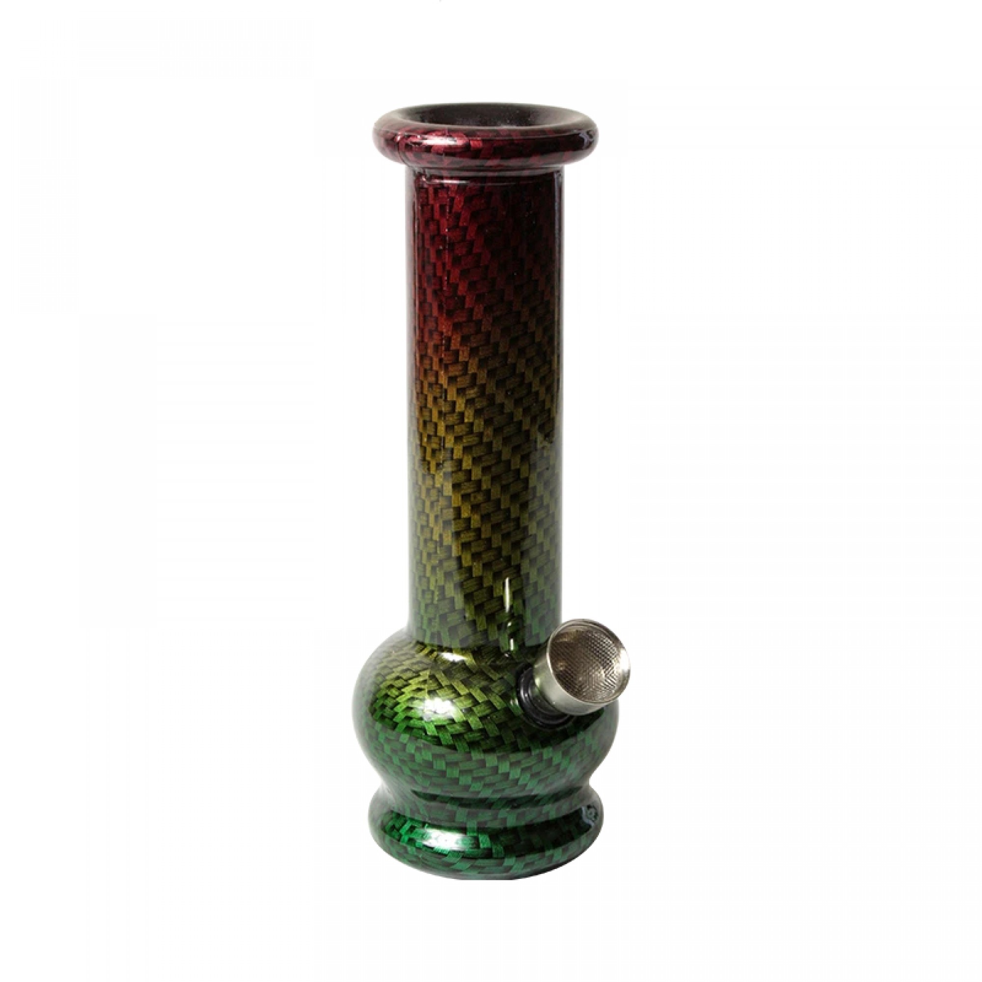 Carbon Fibre Rasta Print Glass Bong – 15cm