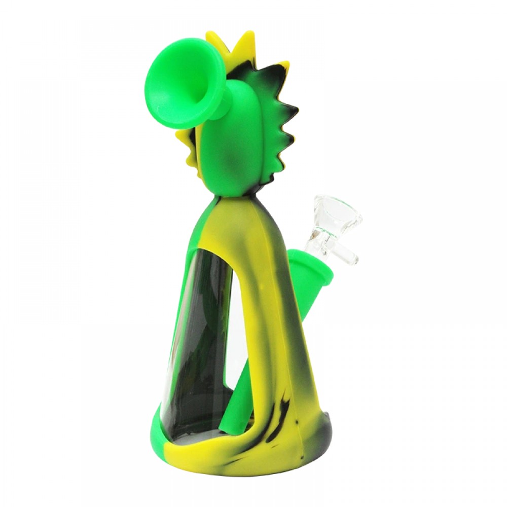 Rick Sanchez Glass & Silicone Water Pipe – 7" Rick and Morty Style Bong