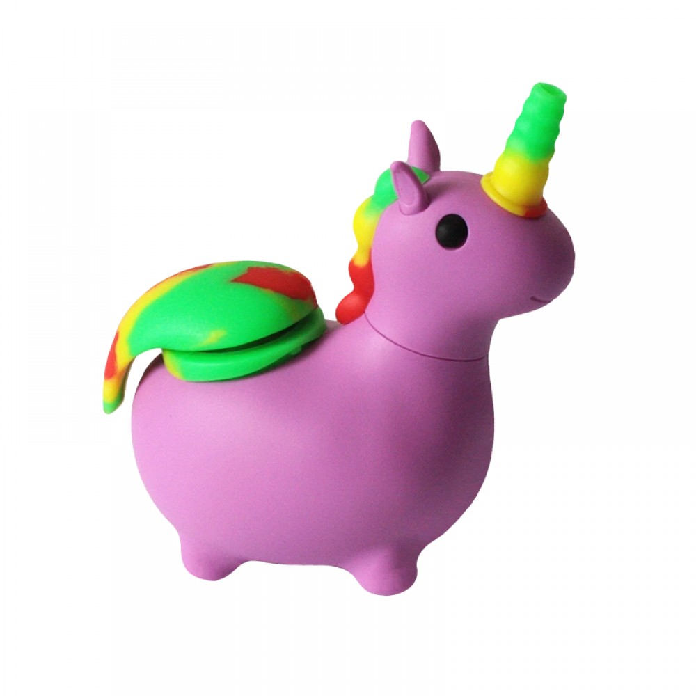 Purple Silicone Unicorn Pipe – 12cm Novelty Pipe with Glass Bowl