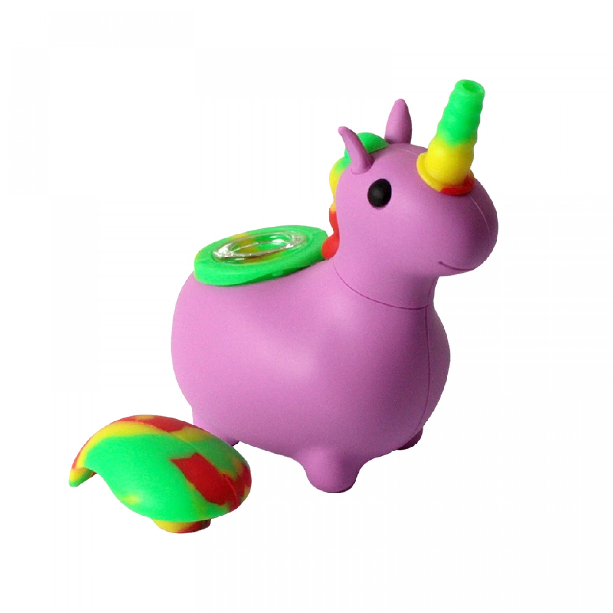 Purple Silicone Unicorn Pipe – 12cm Novelty Pipe with Glass Bowl