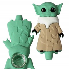 Baby Yoda Silicone Pipe – Removable Glass Bowl