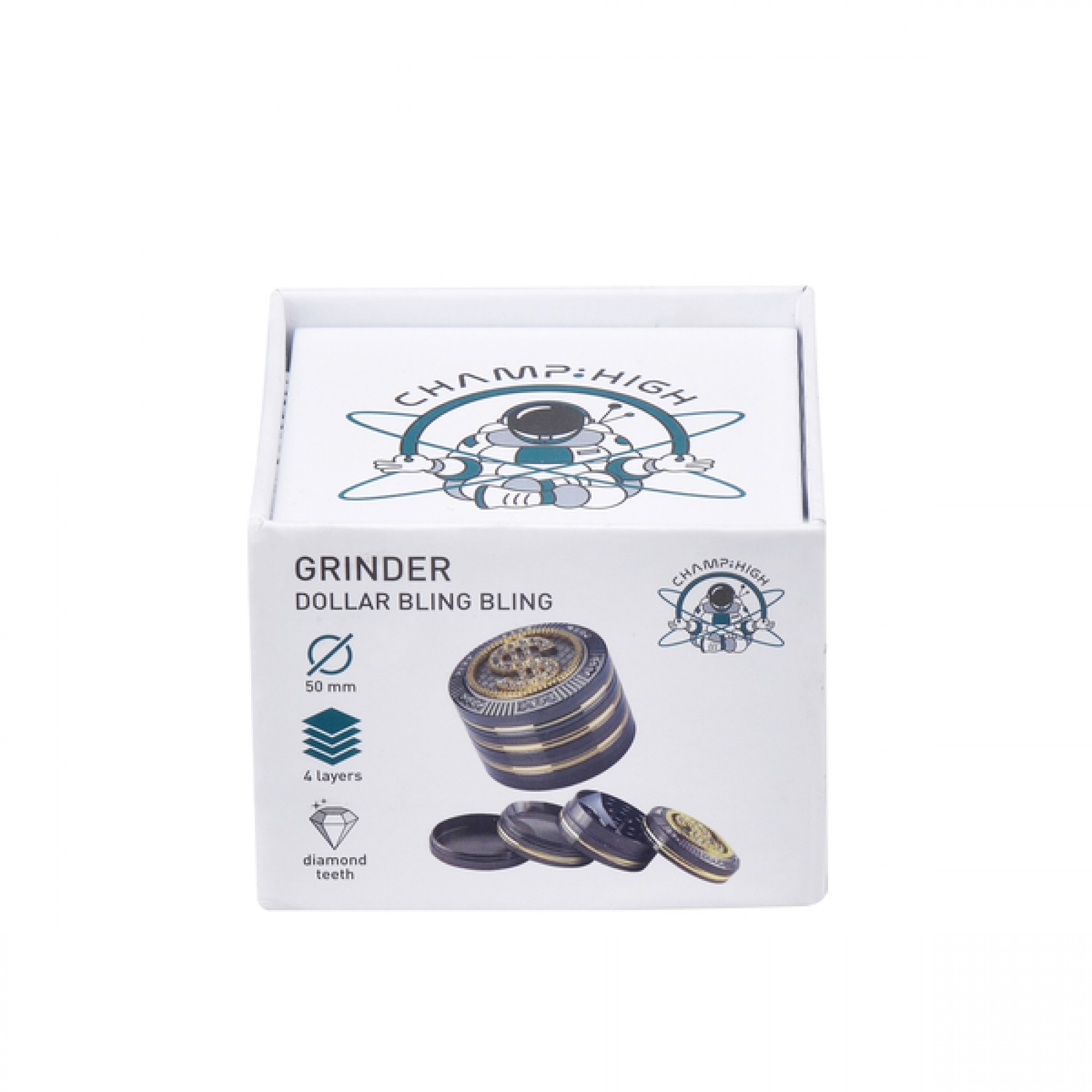 Bling Bling 4 Part Dollar Grinder by Champ High - 50mm