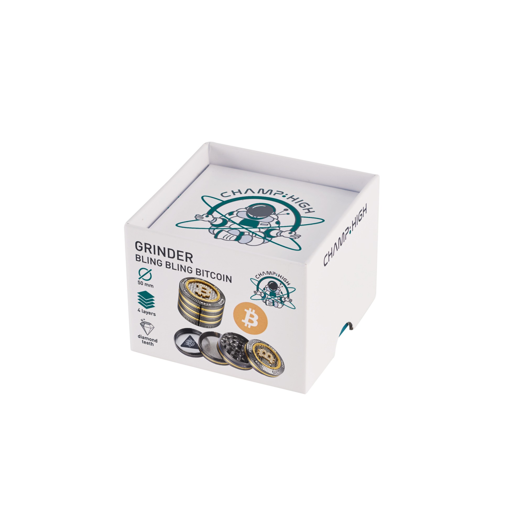 Bling Bling 4 Part Bitcoin Grinder by Champ High - 50mm