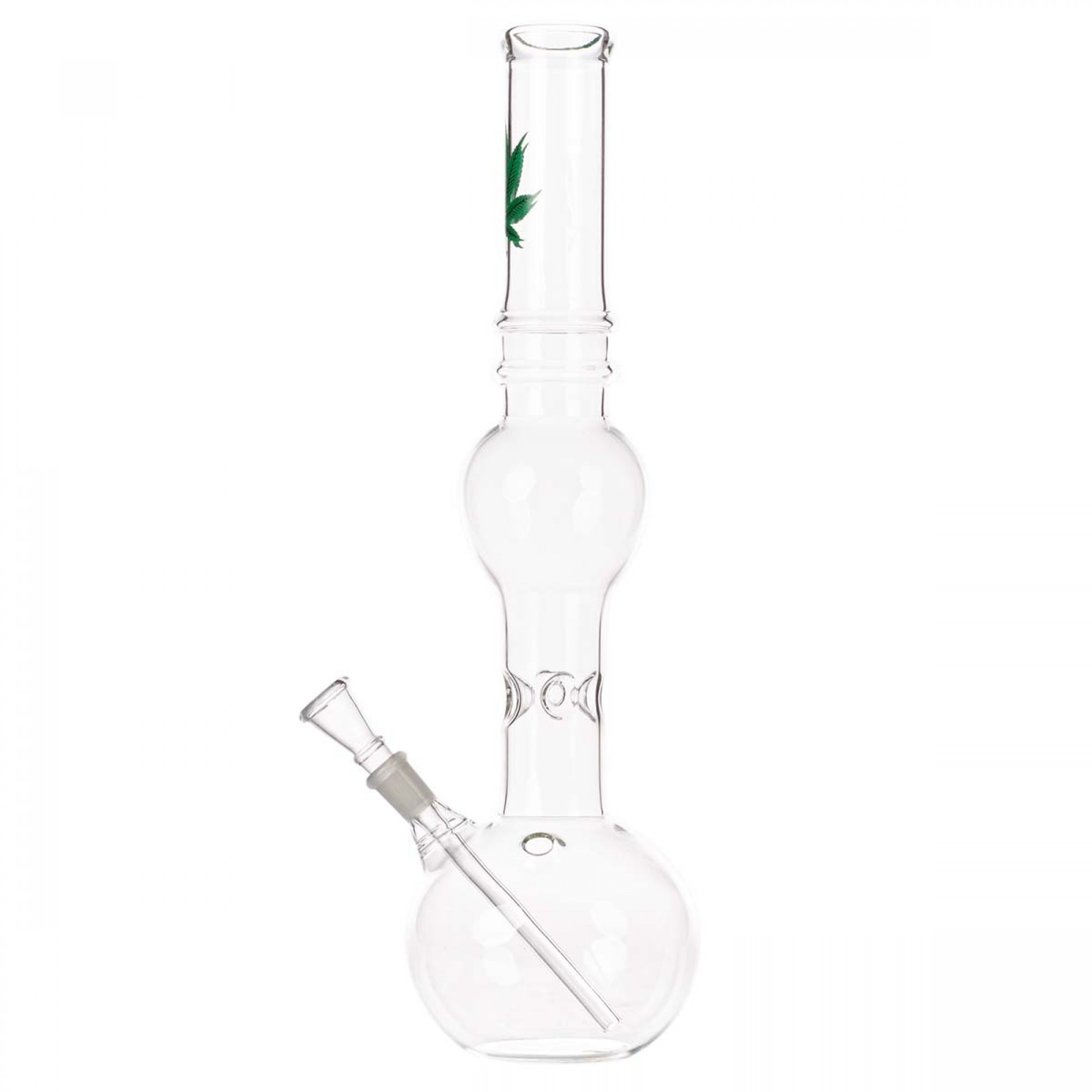 Canna Leaf Glass Bong with Ice Notches - 39cm