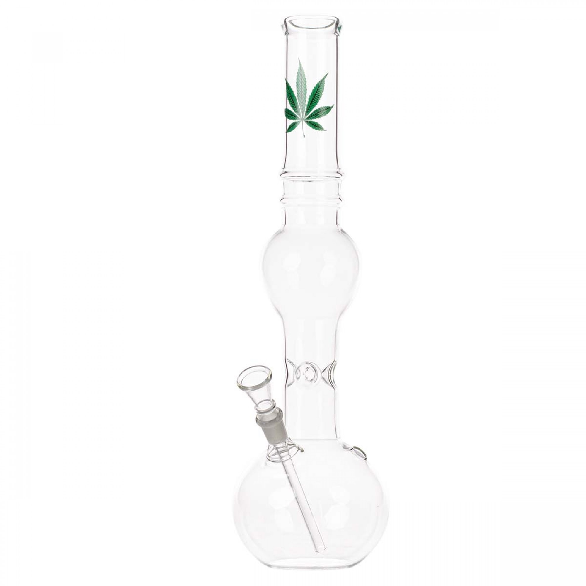 Canna Leaf Glass Bong with Ice Notches - 39cm