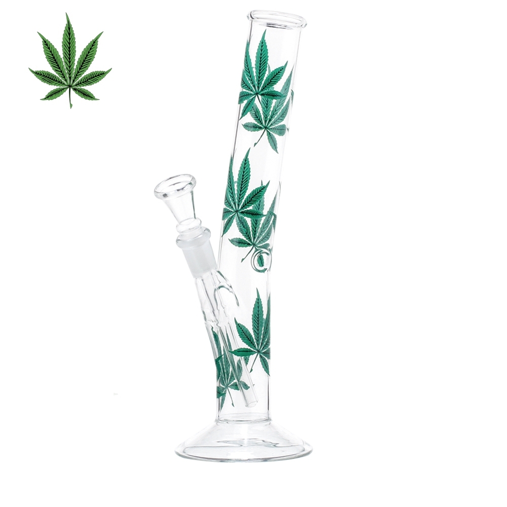 Leaves Tilted Glass Bong - 26cm