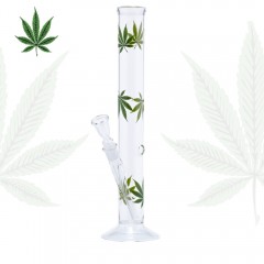 Canna Leaves Straight Glass Bong - 40cm