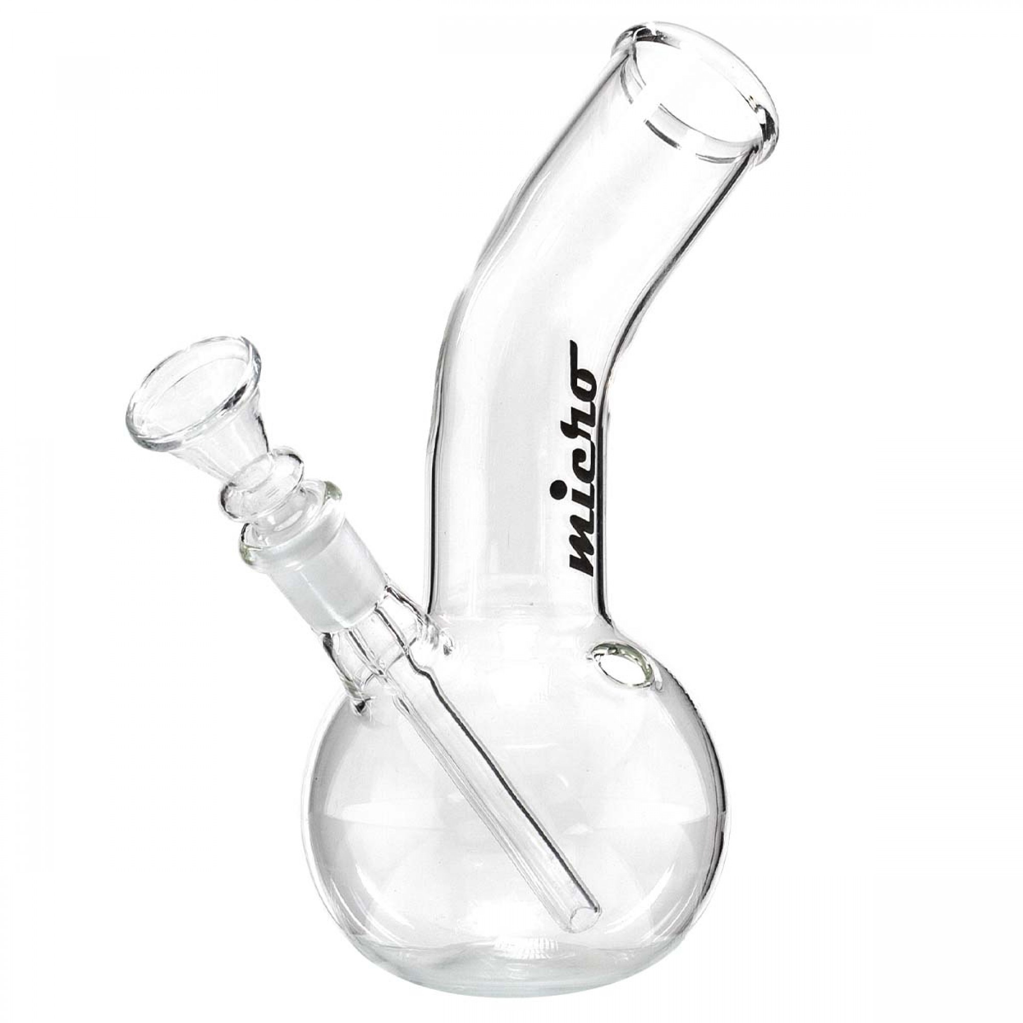 Bent Neck Wide Glass Bong by Micro - 18cm