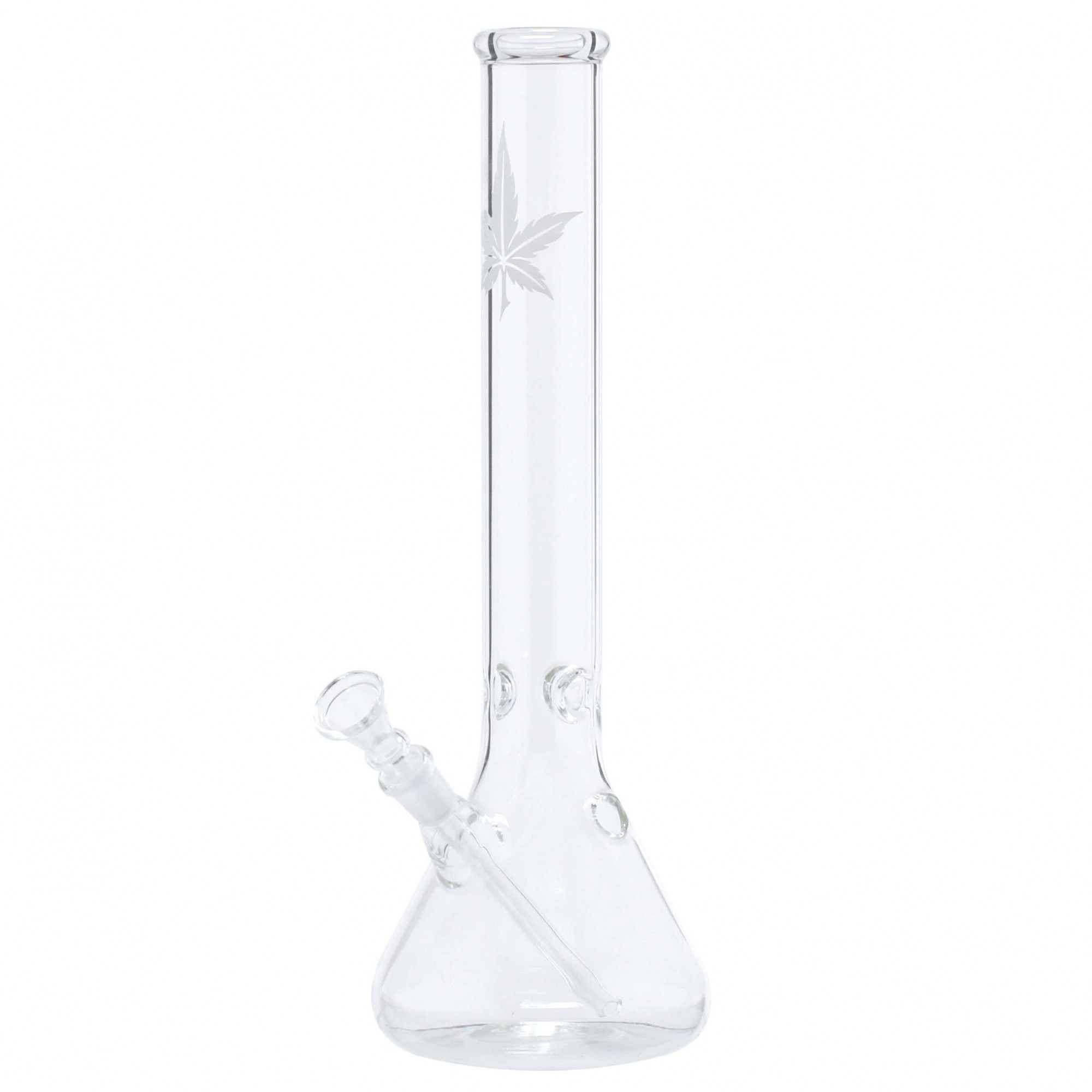 Frosted Leaf Beaker Glass Bong with Ice Notches - 35cm