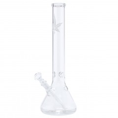 Frosted Leaf Beaker Glass Bong with Ice Notches - 35cm