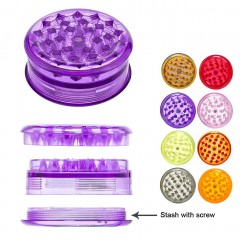3 Part Acrylic Grinder with Stash Compartment - 60mm