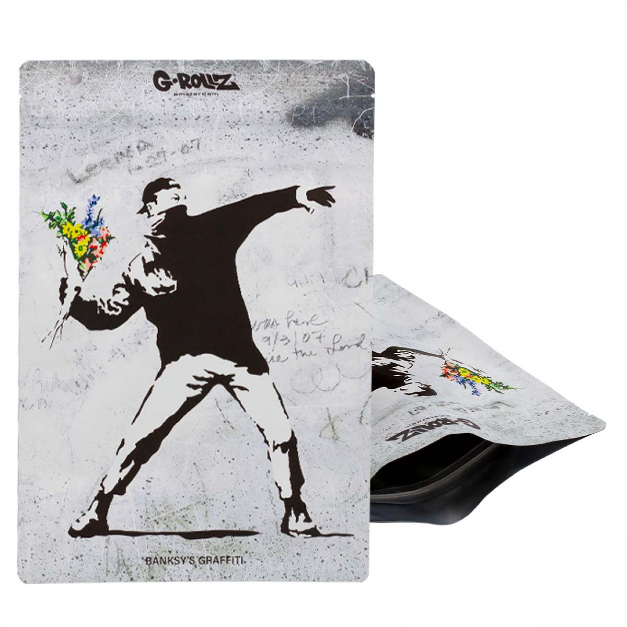 Banksy Flower Thrower Smell Proof Mylar Bag by G-Rollz - 20x30cm