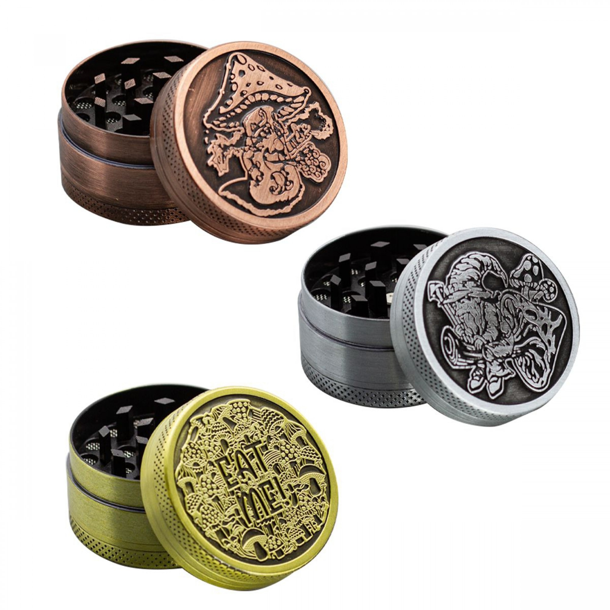 3 Part Mushrooms Design Zinc Grinder by Amsterdam - 40mm 3 Part Mushrooms Design Zinc Grinder by Amsterdam - 40mm
