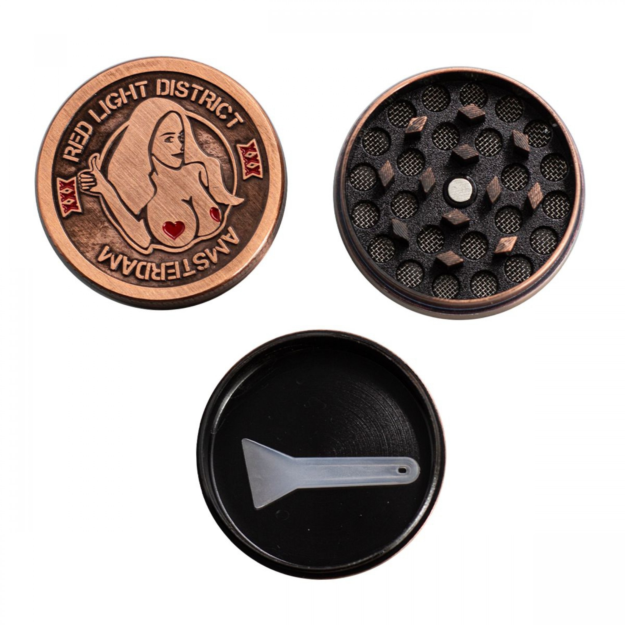 3 Part Red Light Design Zinc Grinder by Amsterdam - 40mm 3 Part Red Light Design Zinc Grinder by Amsterdam - 40mm