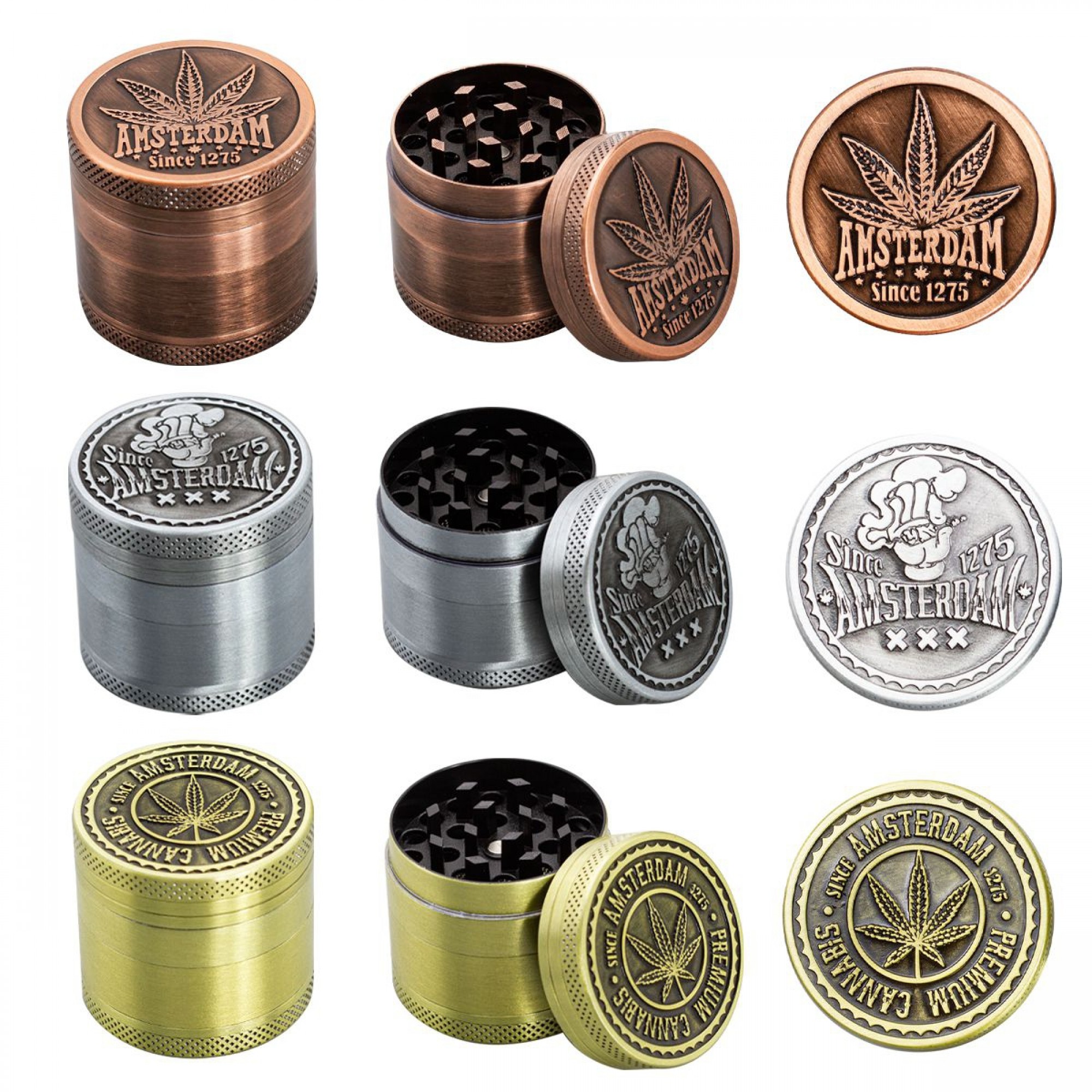 4 Part Leaf Design Zinc Grinder by Amsterdam - 40mm 4 Part Leaf Design Zinc Grinder by Amsterdam - 40mm