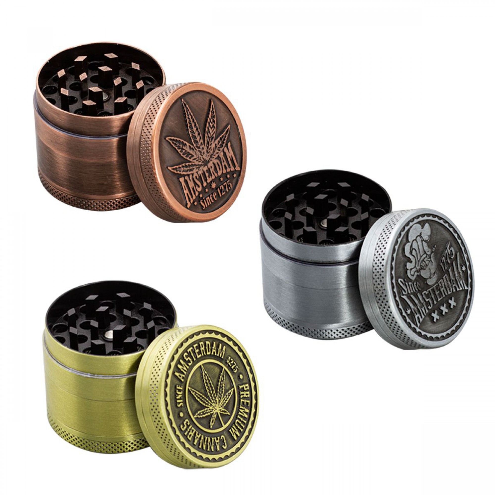 4 Part Leaf Design Zinc Grinder by Amsterdam - 40mm 4 Part Leaf Design Zinc Grinder by Amsterdam - 40mm