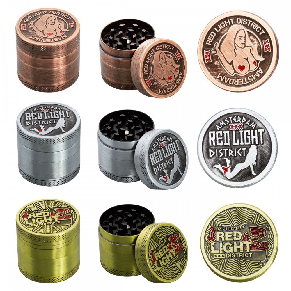 4 Part Red Light Design Zinc Grinder by Amsterdam - 40mm