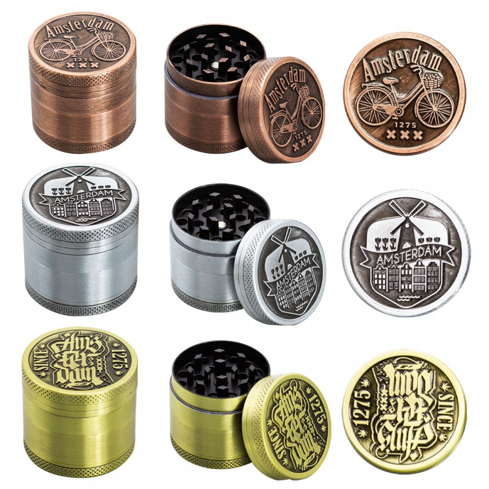 4 Part Classic Asterdam Design Zinc Grinder - 40mm