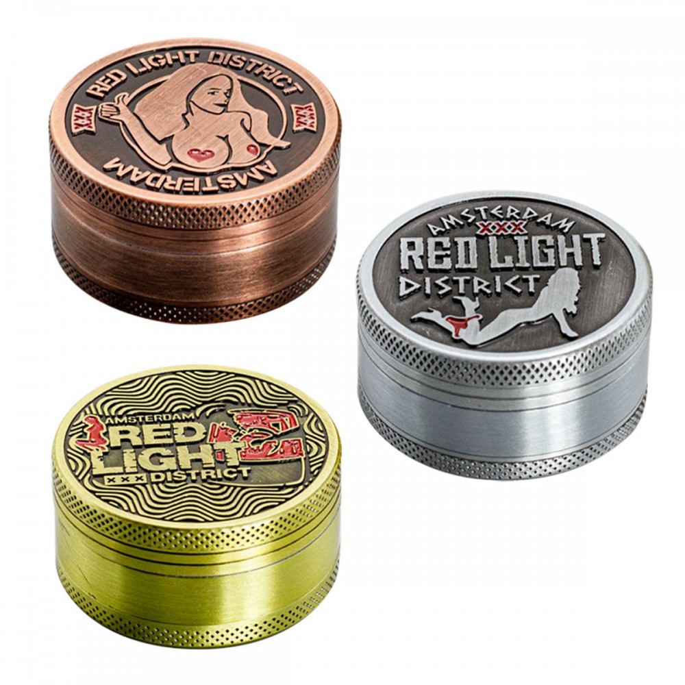 3 Part Red Light Design Zinc Grinder by Amsterdam - 50mm