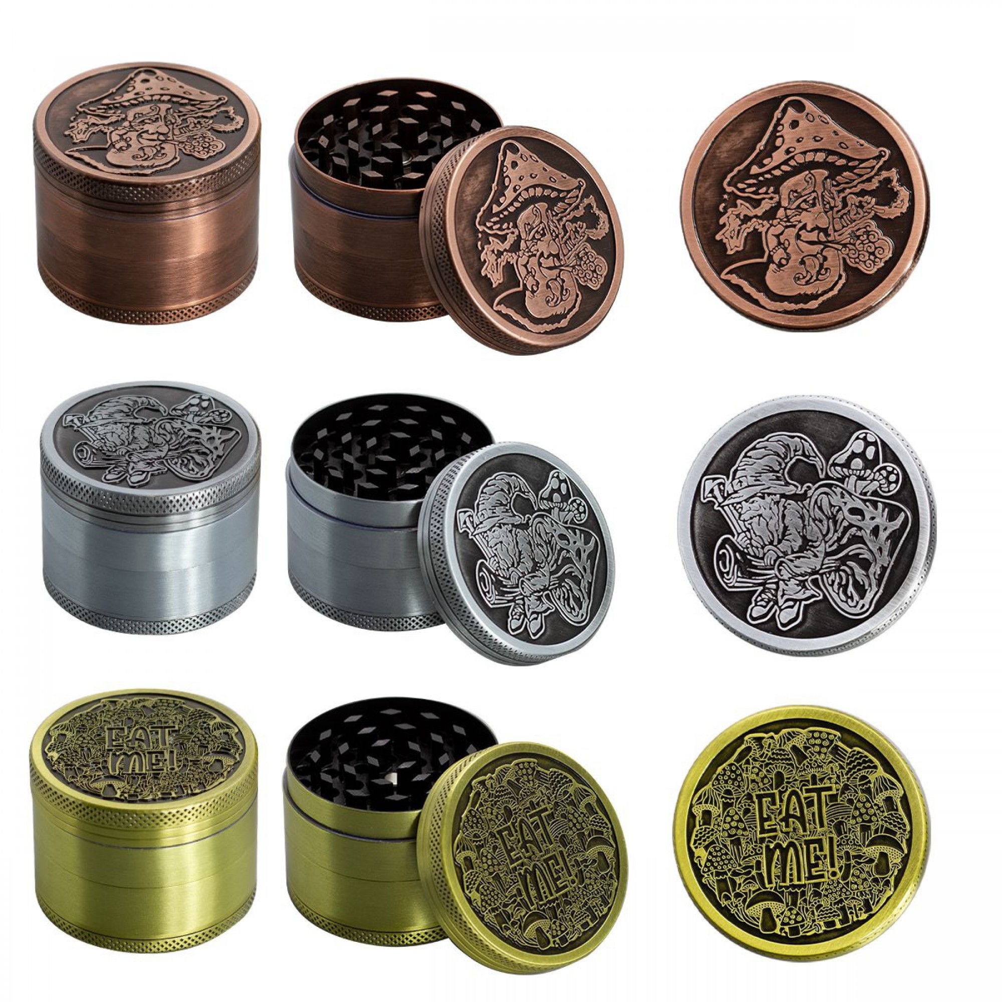 4 Part Mushroom Design Zinc Grinder by Amsterdam - 50mm