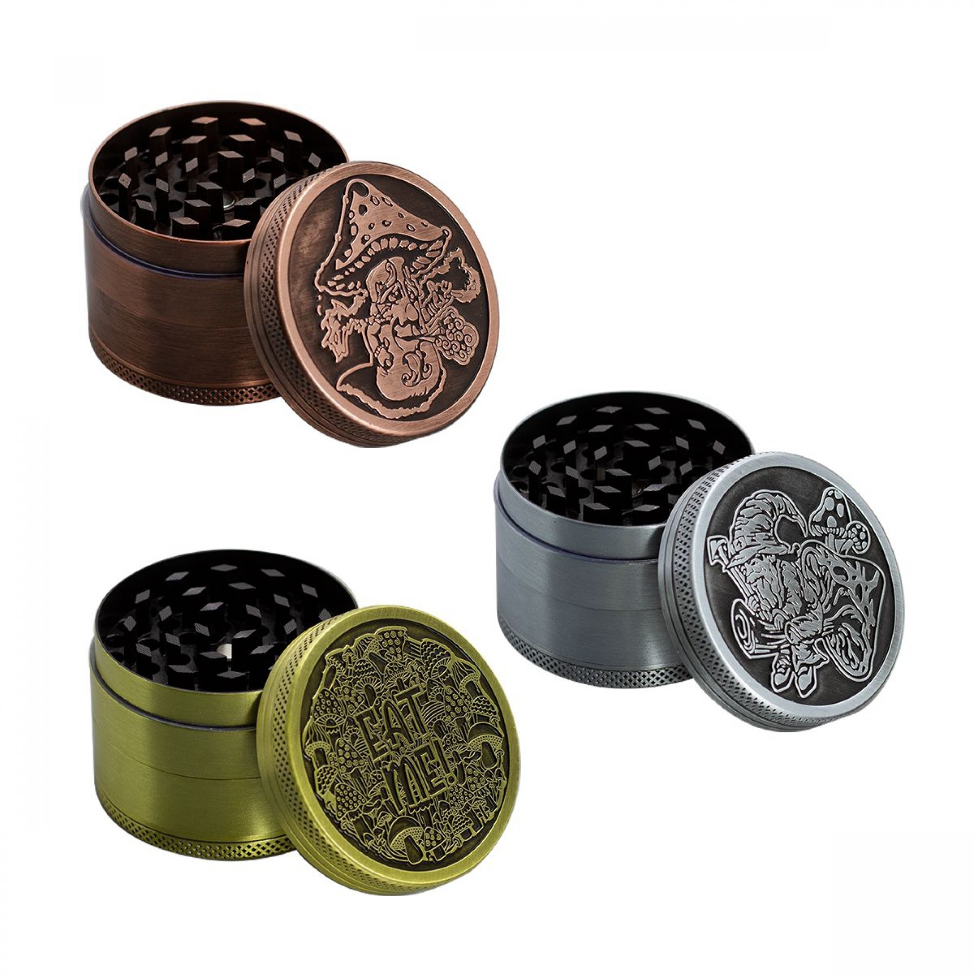 4 Part Mushroom Design Zinc Grinder by Amsterdam - 50mm