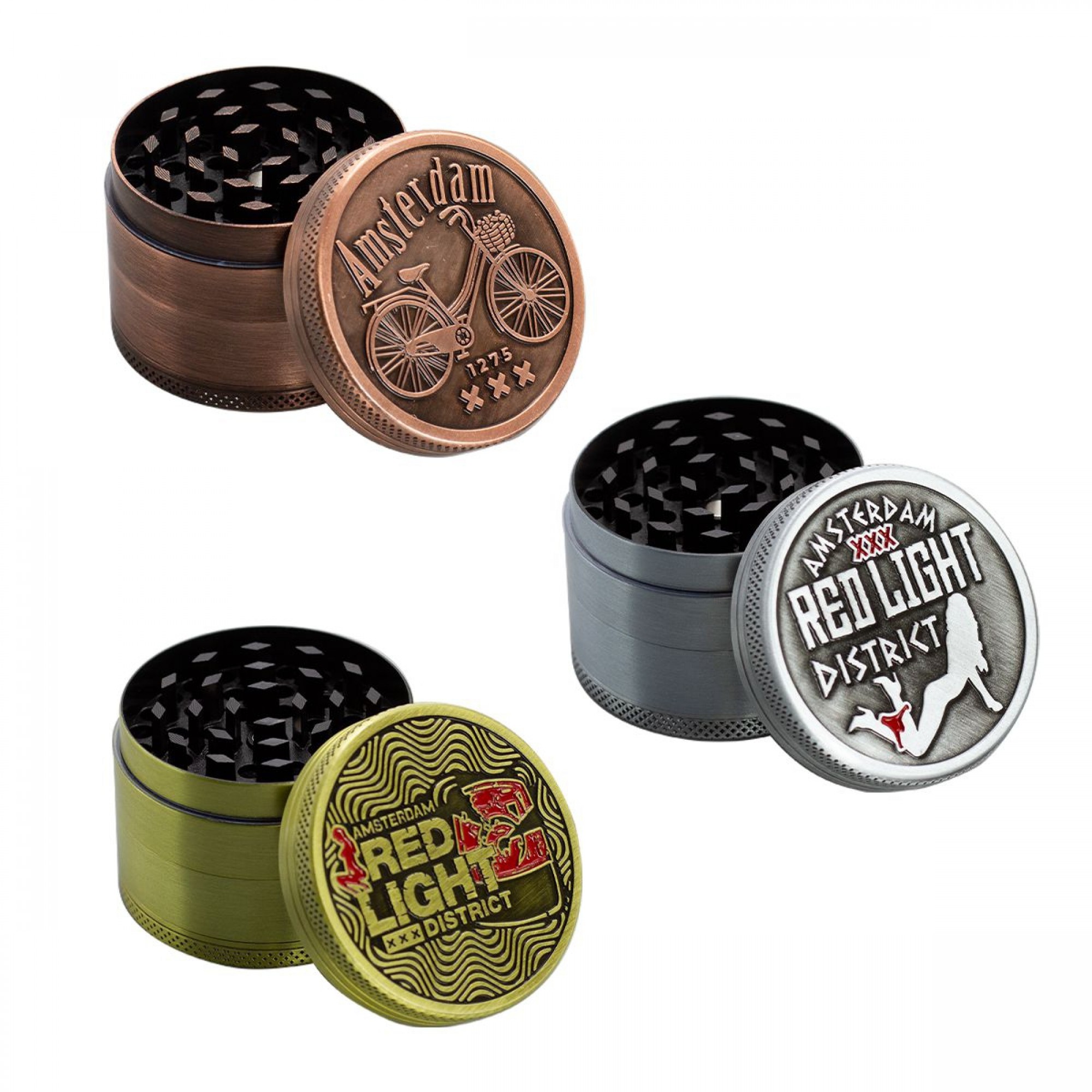4 Part Red Light Design Zinc Grinder by Amsterdam - 50mm
