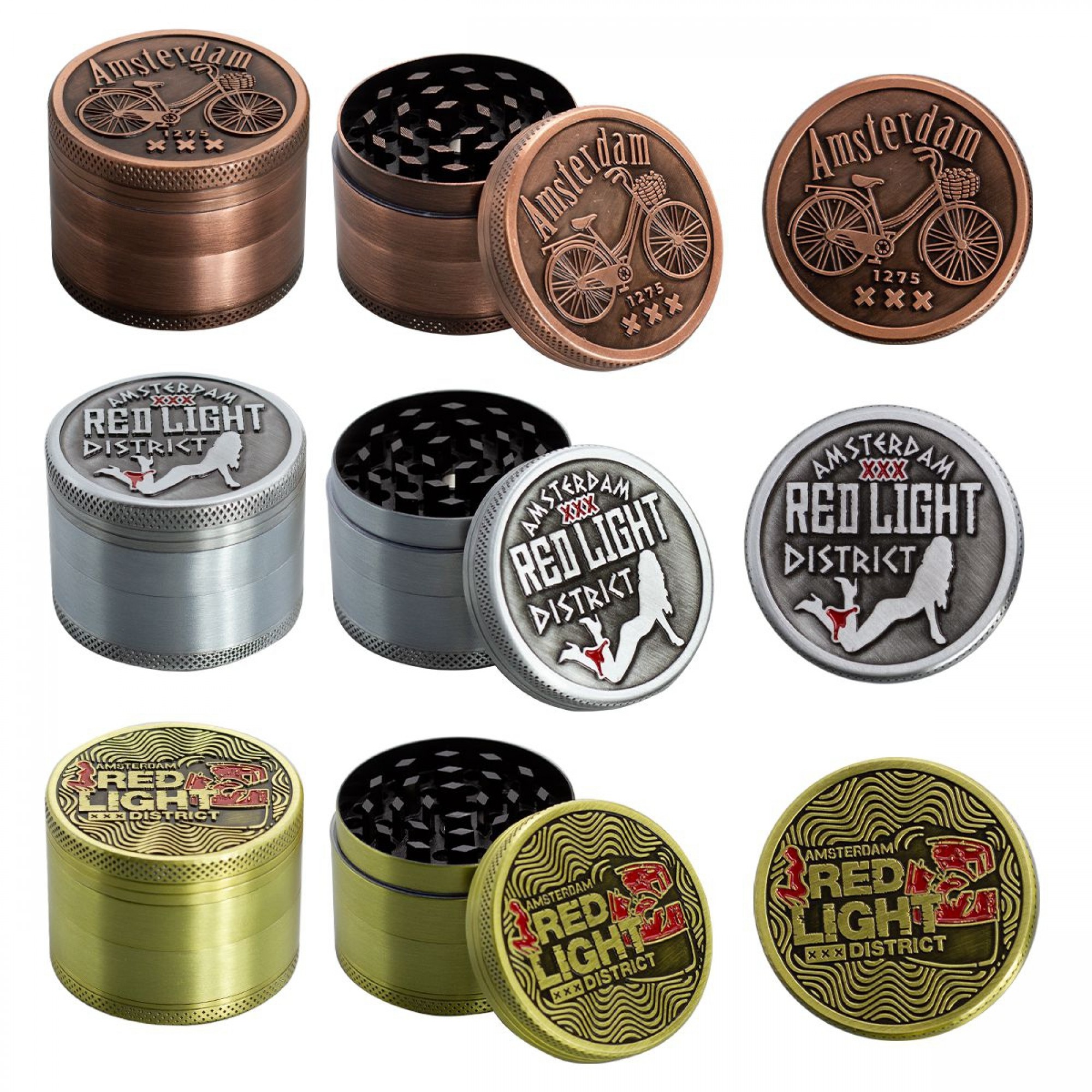 4 Part Red Light Design Zinc Grinder by Amsterdam - 50mm