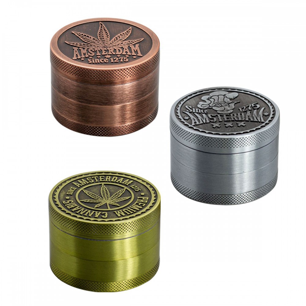 4 Part Leaf Design Zinc Grinder by Amsterdam - 60mm