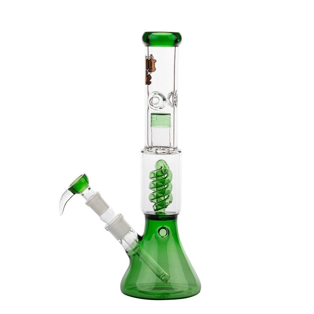Thug Life Green Spiral Percolator Beaker Bong - 35cm