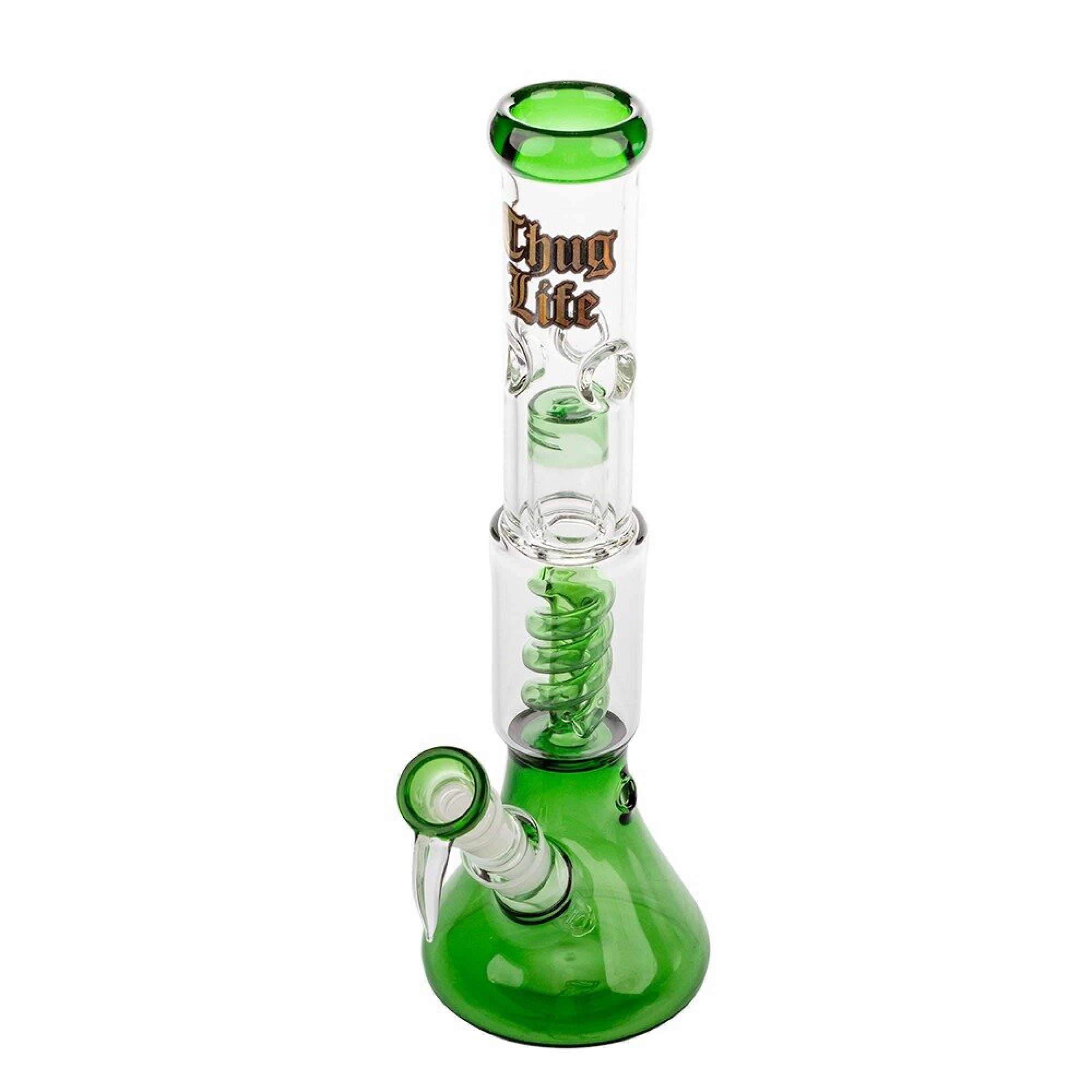 Thug Life Green Spiral Percolator Beaker Bong - 35cm