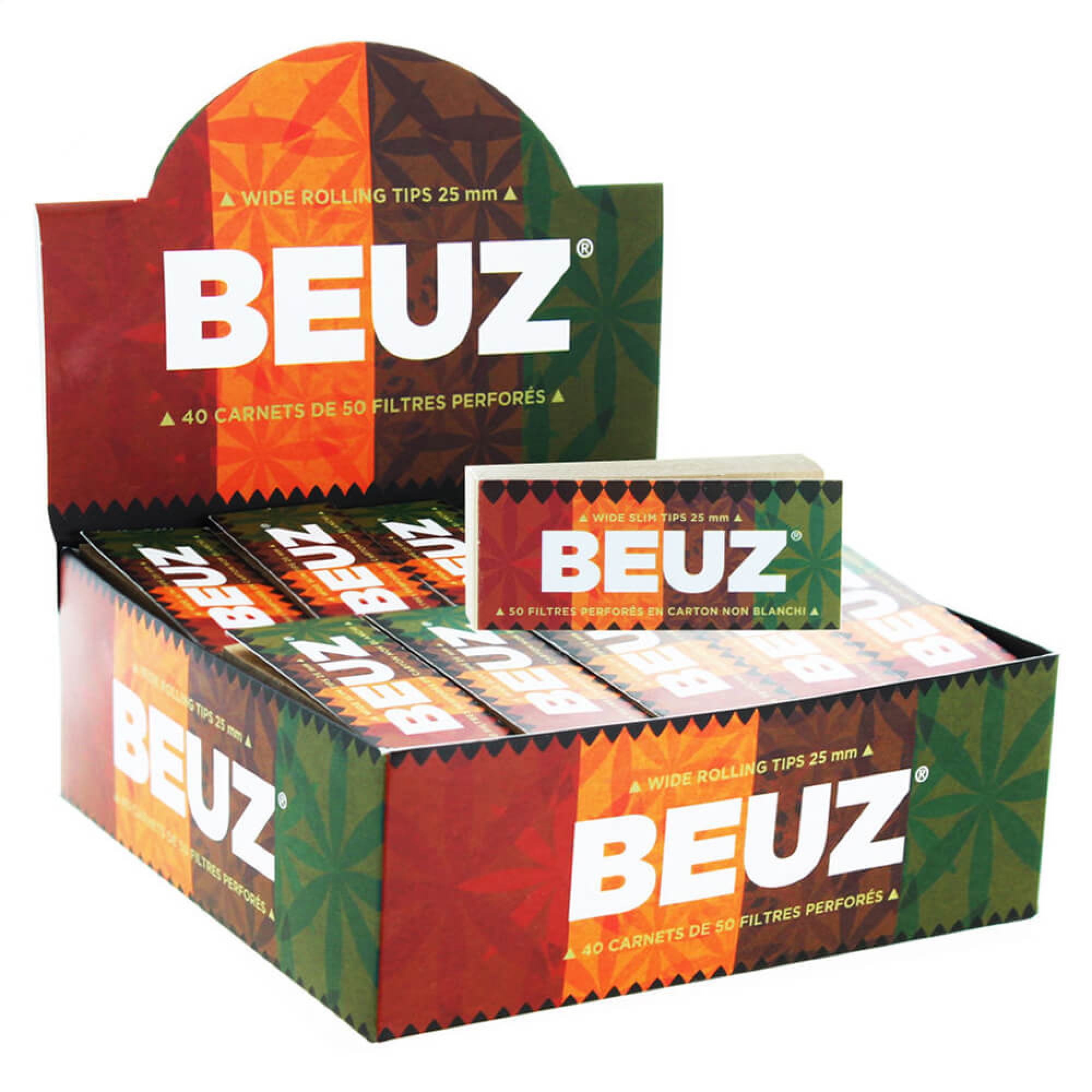 Beuz Unbleached Wide Slim Filter Tips - 25mm